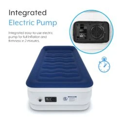 Single Comfort Plus Air Bed – Navy/White -Camp Haven Sales k1e65e241f1b320f3665287f518eda73d