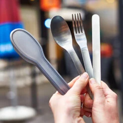 Black+Blum Stainless Steel Cutlery Set With Case Grey -Camp Haven Sales kb97f72b127caa636ff9f5e69395b27b9