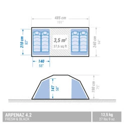 Quechua 4 Man Blackout Tent With Poles - Arpenaz 4.2 F&B -Camp Haven Sales kde6e6c781c7bb70dac0eeeba1a5ae92a