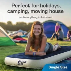 Single Camping Air Bed – Navy/White -Camp Haven Sales ke0160c9288cb4396f815e970710f66df