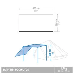 Quechua CAMPING TARP - TEPEE POLYCOTTON - 6 PERSON -Camp Haven Sales ke30b7f3a23affb145c4ab3ef67f6c363